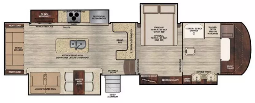 38' 2018 Vanleigh RV Vilano 370GB w/4 Slides Floorplan