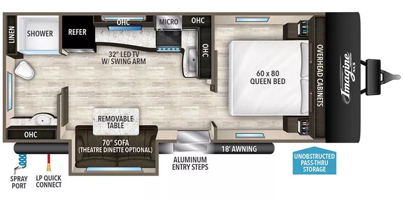 25' 2019 Grand Design Imagine Xls 22RBE w/Slide Floorplan