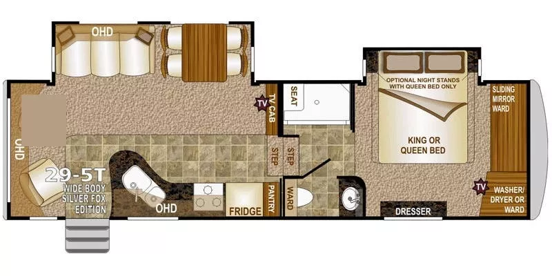 33' 2015 Northwood Artic Fox Silver Fox 29-5T w/2 Slides Floorplan