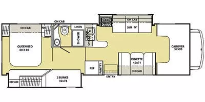 32' 2013 Coachmen Freelander 32BH w/2 Slides - Bunk House Floorplan