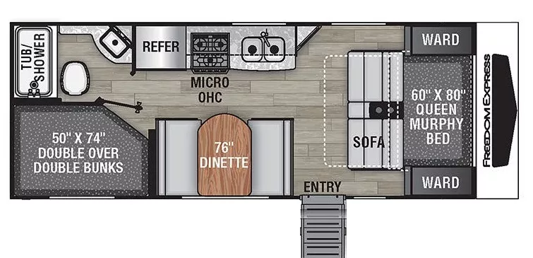 24' 2023 Forest River Coachmen Freedom Express 22SE Floorplan