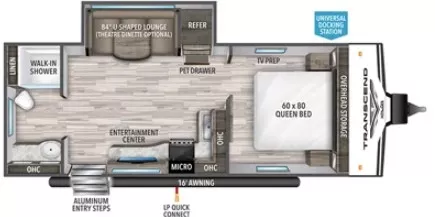27' 2022 Grand Design Transcend Xplor 221RB w/Slide Floorplan