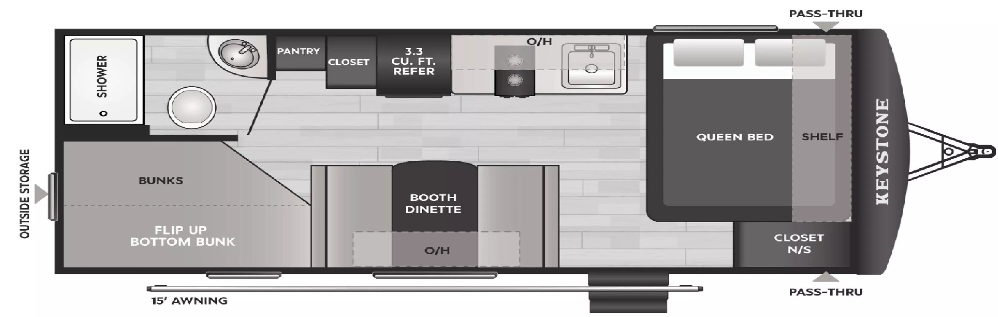 22' 2022 Keystone Springdale 2010BH - Bunk House Floorplan
