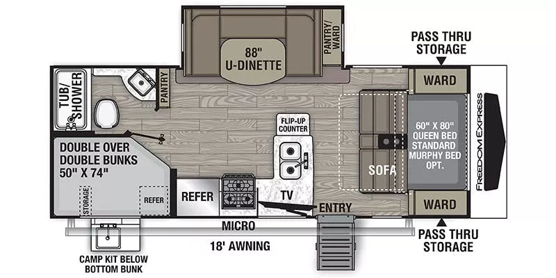 26' 2022 Coachmen Freedom Express 238BHS w/Slide - Bunk House Floorplan