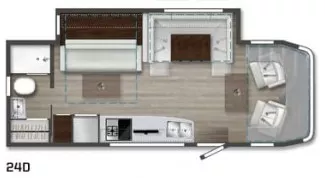 25' 2023 Winnebago View 24D w/Slide Floorplan