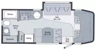 24' 2007 Winnebago View 23H w/Slide Floorplan