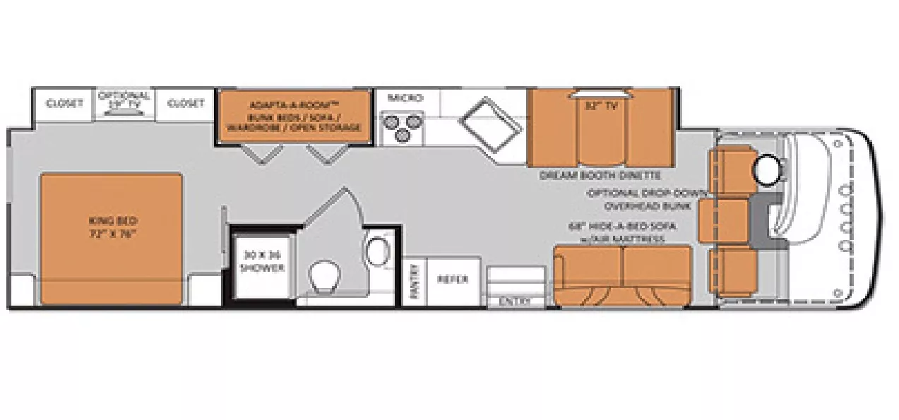 35' 2014 Thor Windsport 34J w/Slide - Bunk House Floorplan