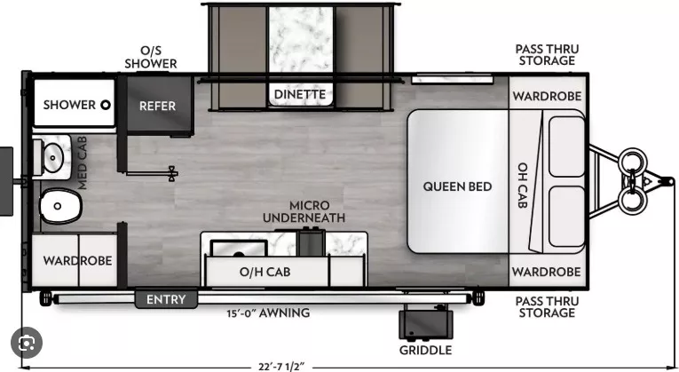 22' 2025 Coachmen Apex Nano 190RBS w/Slide Floorplan