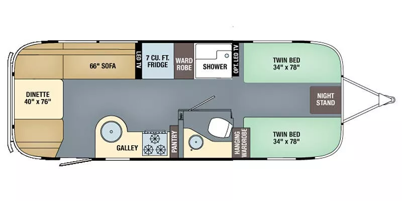 25' 2017 Airstream Flying Cloud 25FB Floorplan