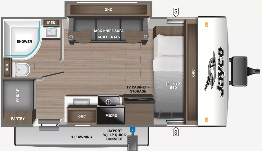 19' 2025 Jayco Jay Feather Micro 166FBS w/Slide Floorplan