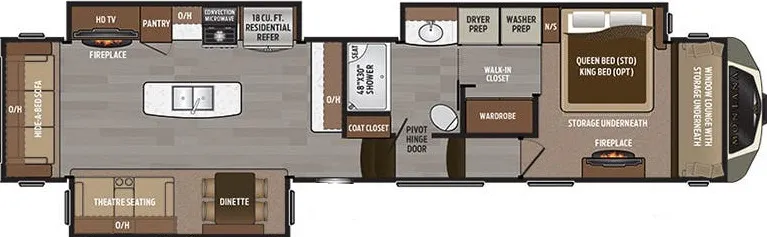 38' 2017 Keystone Montana 3811MS w/3 Slides Floorplan