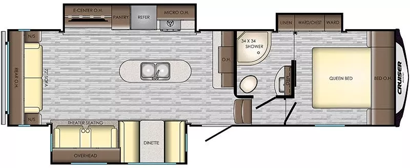 34' 2020 Crossroads Cruiser Aire 29SI w/3 Slides Floorplan