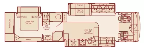 38' 2005 Fleetwood Expedtion 38N 300hp Caterpillar w/3 Slides Floorplan
