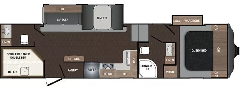 36' 2018 Dutchmen Atlas 3112BHF w/2 Slides Floorplan
