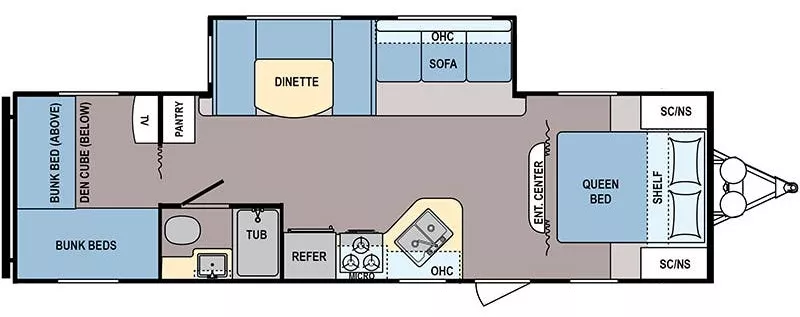 32' 2018 Dutchmen Coleman Lantern 295QB w/Slide Floorplan