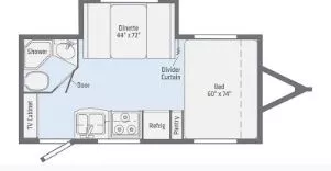 20' 2022 Winnebago Micro Minnie Series 1808FBS w/Slide Floorplan