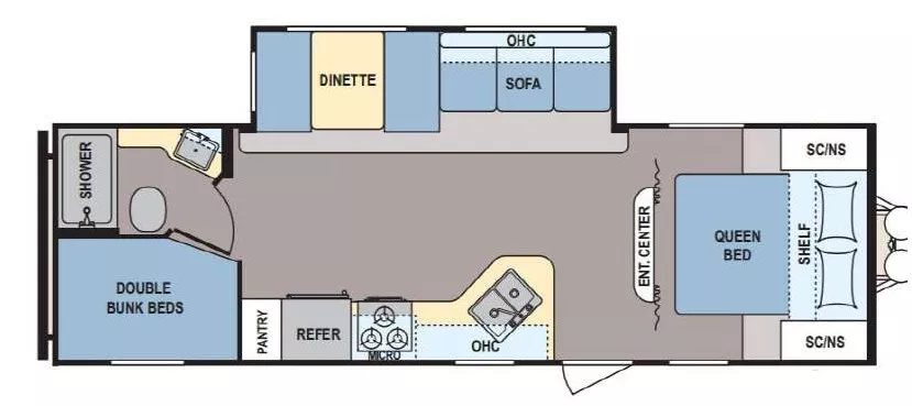 30' 2015 Dutchmen Lantern 262BHSWE w/Slide - Bunk House Floorplan