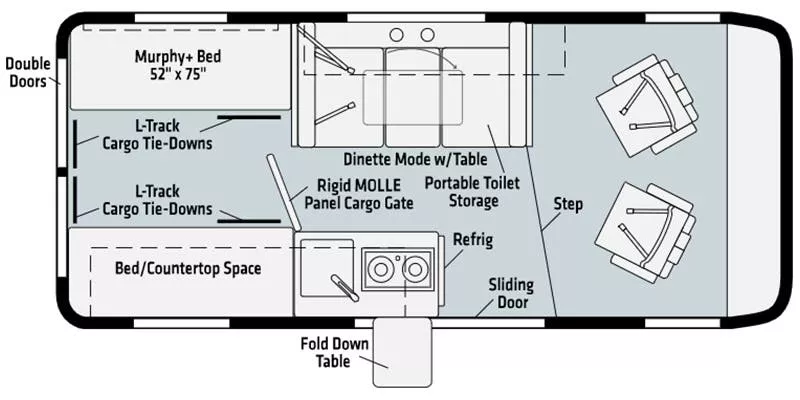 18' 2022 Winnebago Solis Pocket 36A RAM Floorplan