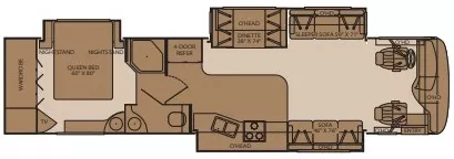 39' 2006 Fleetwood Excursion 39S 350hp Caterpillar w/3 Slides Floorplan