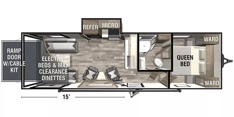 28' 2021 Forest River Xlr Hyper Lite 2815 w/Slide - Toy Hauler Floorplan