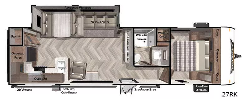 33' 2021 Forest River Wildwood 27RK w/Slide Floorplan