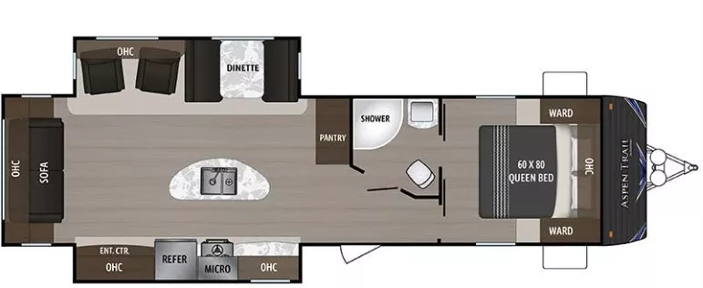 35' 2020 Dutchmen Aspen Trail 3071RLS w/2 Slides Floorplan