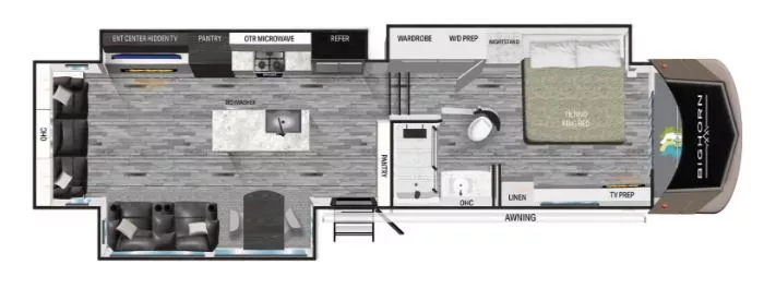 40' 2024 Heartland Bighorn 3700RL w/3 Slides Floorplan