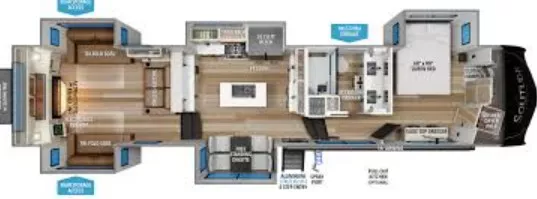42' 2024 Grand Design Solitude 376RD w/5 Slides Floorplan