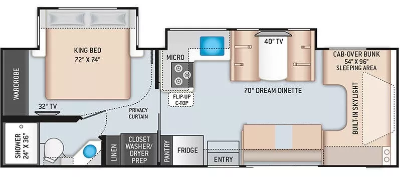 31' 2020 Thor Quantum KW29 w/2 Slides Floorplan