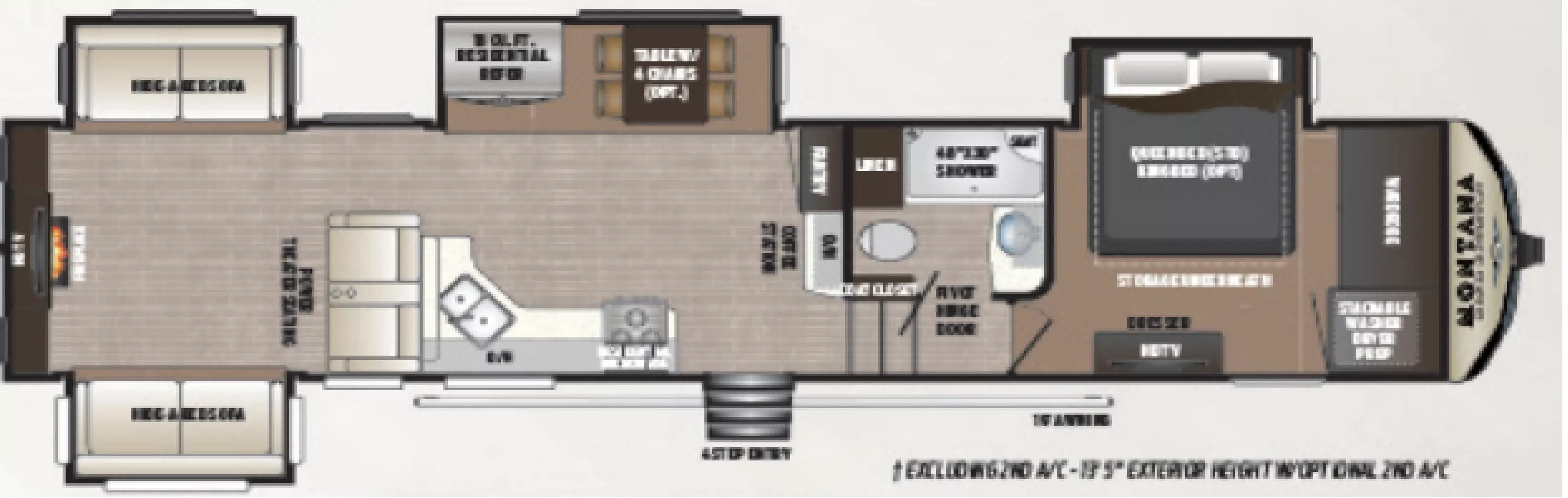 40' 2018 Keystone Montana 379RD w/4 Slides Floorplan