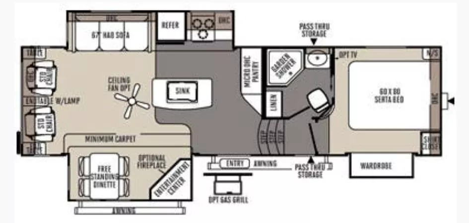 32' 2014 Forest River Rockwood 8289WS w/2 Slides Floorplan