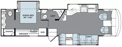 37' 2015 Holiday Rambler Vacationer 36DB w/3 Slides Floorplan