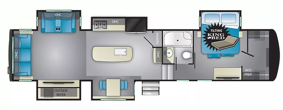 42' 2018 Heartland Landmark Charleston CHARLESTON w/5 Slides & Generator Floorplan