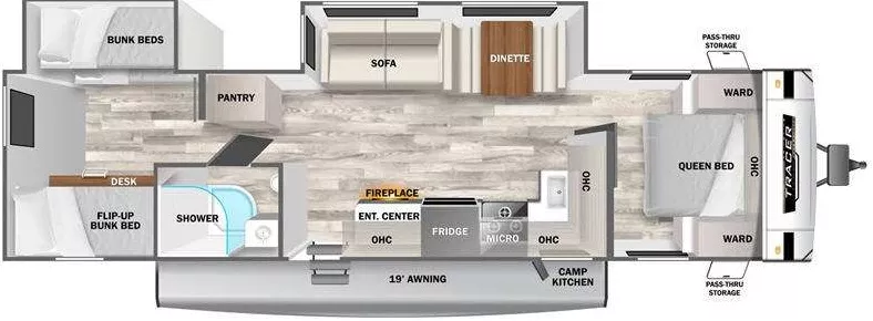 37' 2024 Primetime Tracer 32DSB w/2 Slides - Bunk House Floorplan