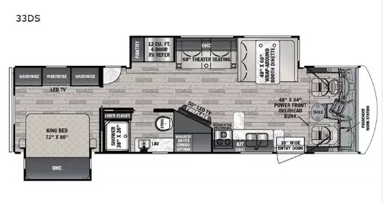 35' 2023 Forest River Fr3 33DS w/2 Slides Floorplan