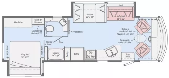 33' 2017 Winnebago Sunstar 32YE w/2 Slides Floorplan