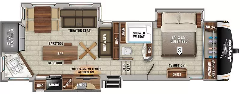 36' 2021 Jayco Eagle 319MLOK w/3 Slides Floorplan