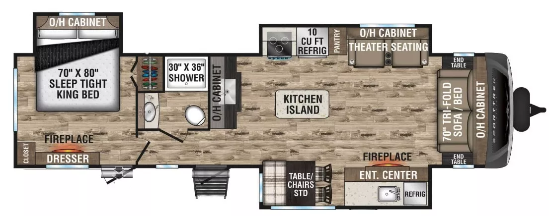36' 2022 Venture RV Sporttrek 333VMI w/3 Slides Floorplan