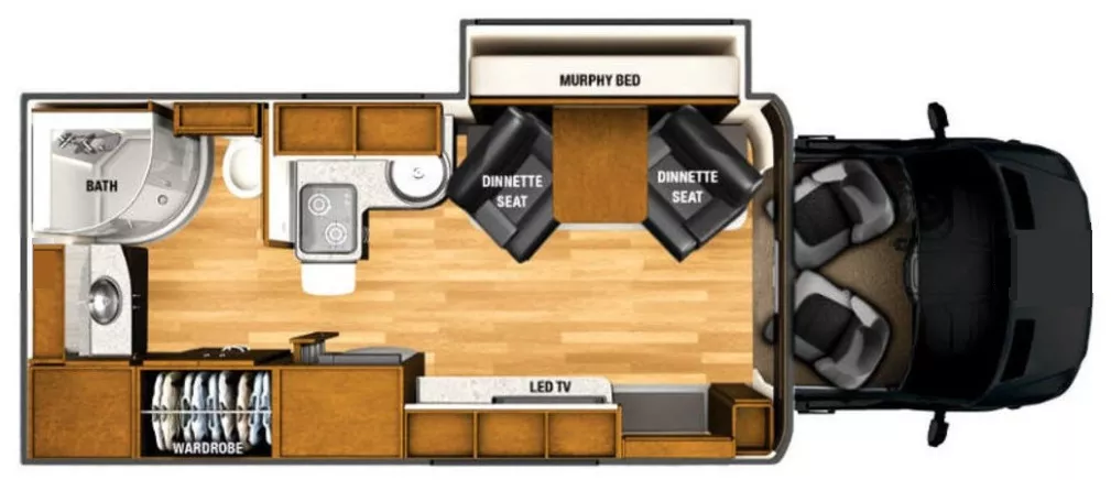 25' 2019 Regency Ultra Brougham 25MB w/Slide Floorplan
