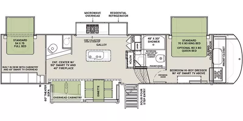 39' 2022 Vanleigh RV Vilano 393GS w/4 Slides Floorplan