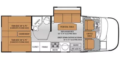 25' 2015 Thor Axis 24.1 w/Slide Floorplan