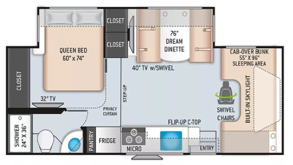 26' 2020 Thor Quantum RC25 w/Slide Floorplan