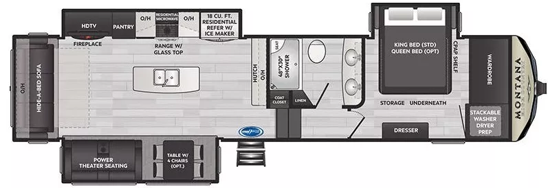 39' 2022 Keystone Montana High Country 331RL w/3 Slides Floorplan