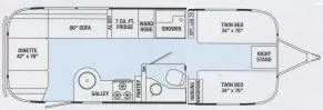 27' 2015 Airstream Flying Cloud 27FB TWIN Floorplan