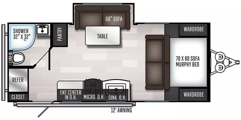 28' 2020 Palomino Solaire Ultra Lite 205SS w/Slide Floorplan