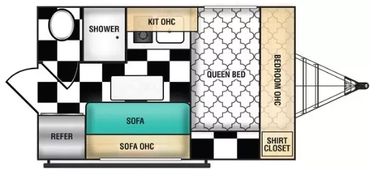 15' 2020 Riverside RV Retro 135 Floorplan