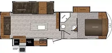 32' 2019 Forest River Crusader 297RSK w/3 Slides Floorplan