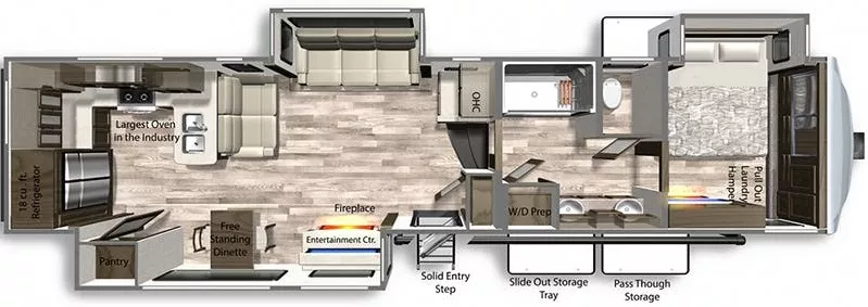 42' 2022 Dutchmen Yukon 399ML w/3 Slides Floorplan
