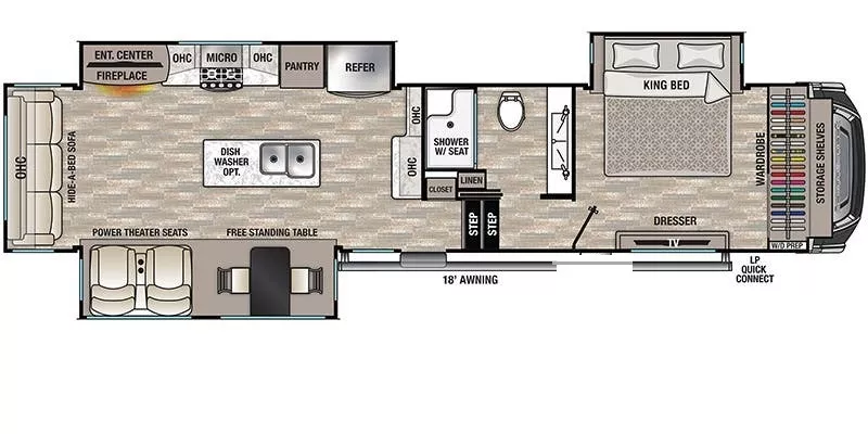 40' 2021 Forest River Cedar Creek Hathaway 36CK2 w/3 Slides Floorplan