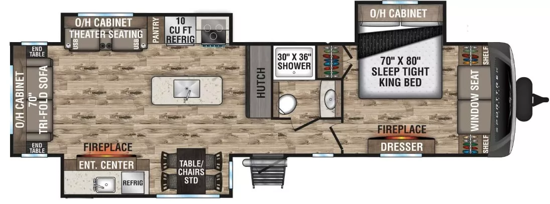 37' 2023 Venture RV Sporttrek Touring 343VIK w/3 Slides Floorplan